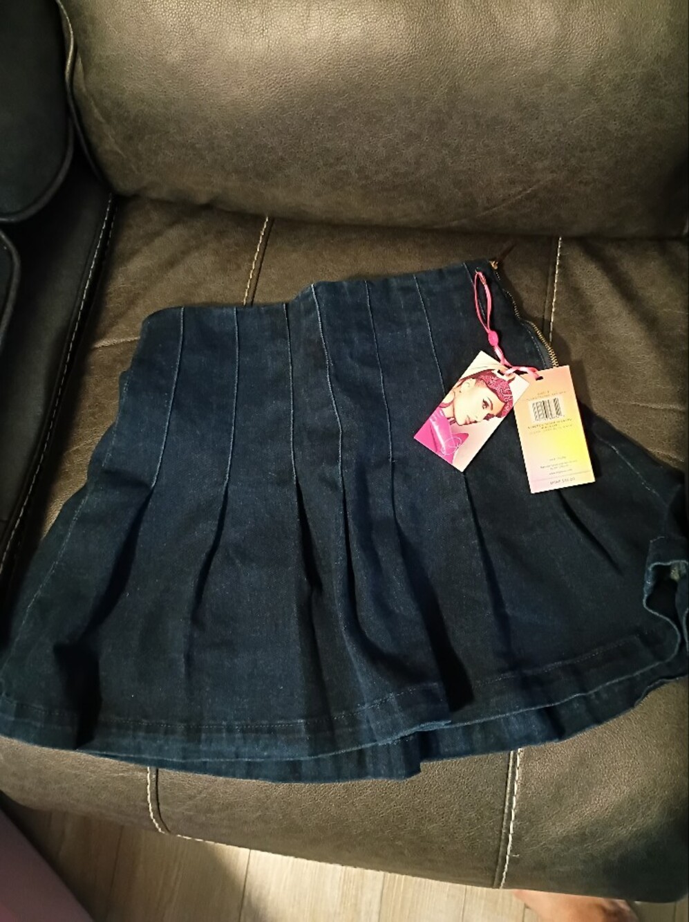 Paris Hilton Dark Blue Pleated Mini Skirt